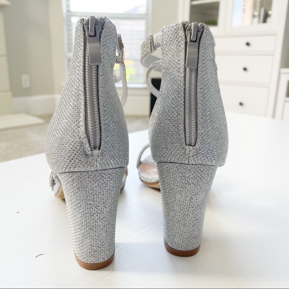 Top Moda Silver Rhinestones Strap Heels Rosa-66 - Picture 5 of 7